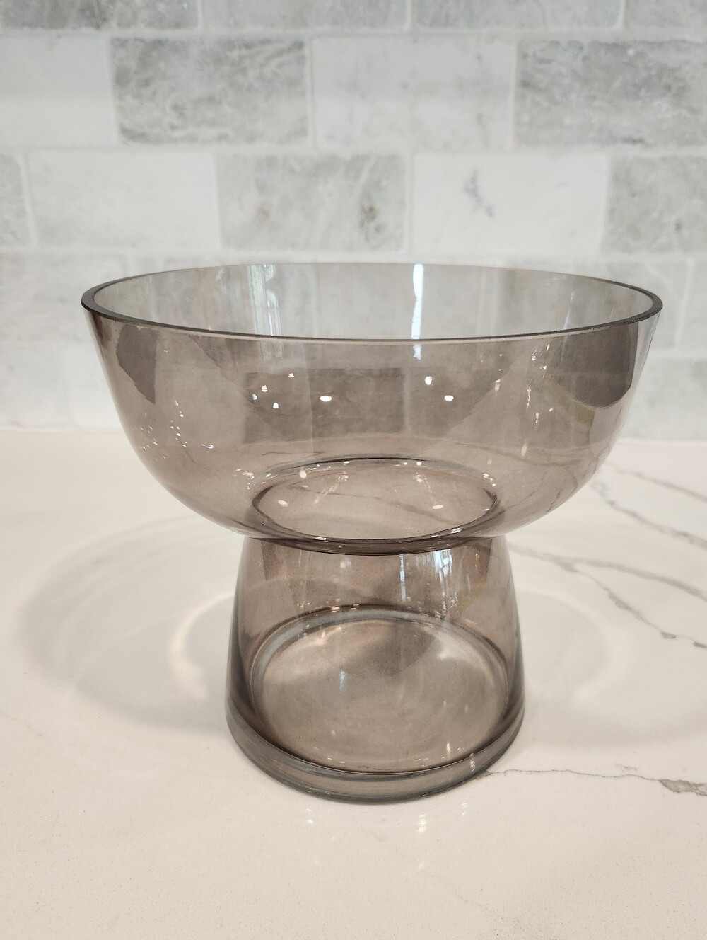 Handmade Glass Noemi Vase Smoky Black/Brown 7.75" Diameter